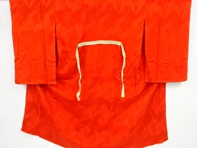 42780# Japanese Kimono / Antique Juban / Kinsha / Woven Cranes & Flower Tate
