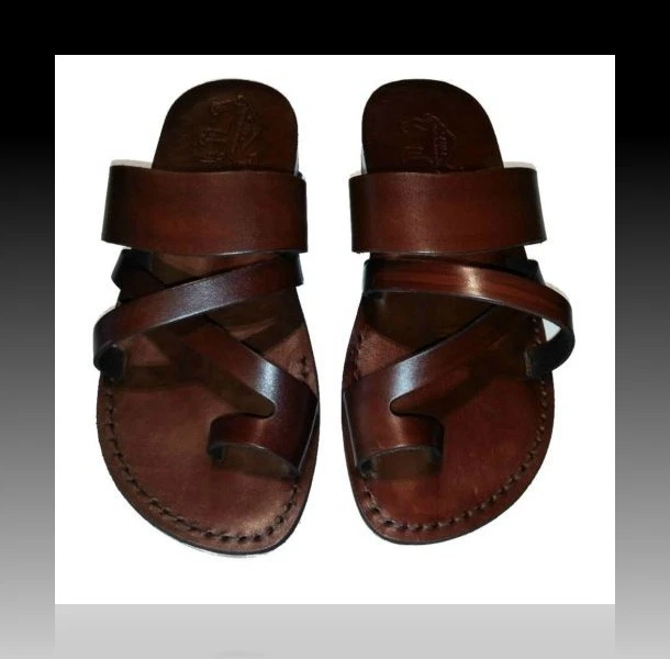 SANDALES EN CUIR Marron Pour Hommes Et Femmes Biblique Chaussures