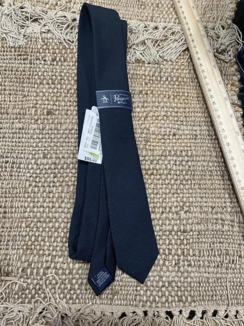 Penguin Black Cotton Munsingwear Mens Skinny Tie NWT 58” Long Trending HTF