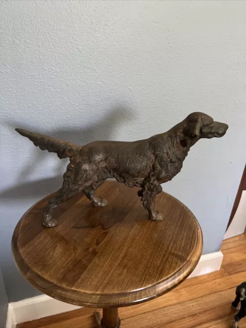 Original Antique Cast Iron Setter Pointer Dog Door Stop Bookend 8”x14”