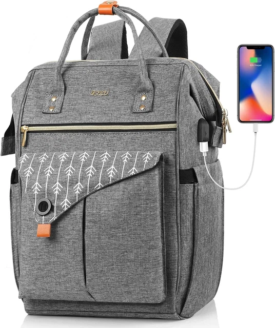Laptop Backpack Womens 15.6 Inch, School Bag with USB Charging Port, anti Theft