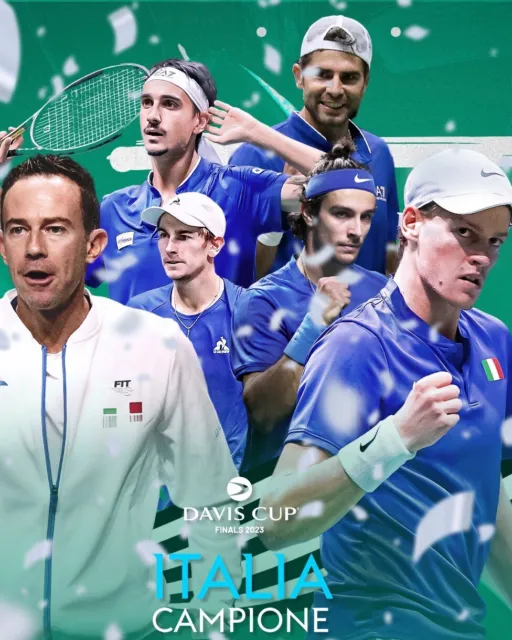 Davis Cup 2023 Italia Campione Del Mondo 2023 Poster 45X32Cm Jannik Sinner