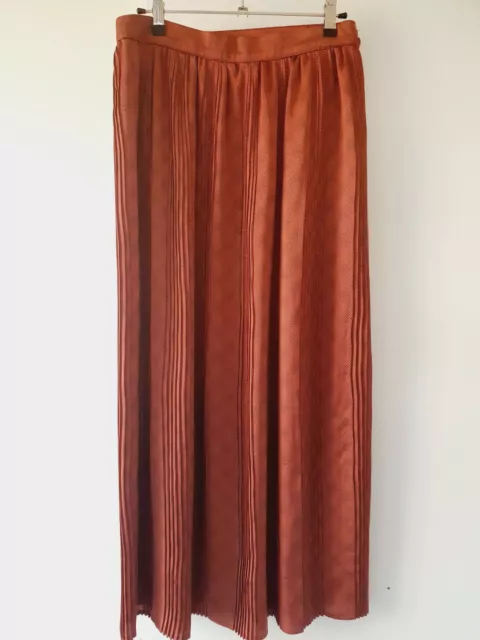 Vintage Size 8 10 Fletcher Jones pleated skirt office 80s orange brown