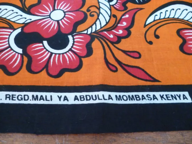 TRUE VINTAGE BUT new rare Kenyan cotton sarong orange/red/black/white £ ...