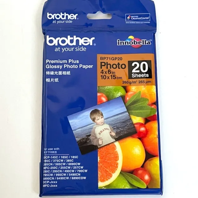 Brother Premium Plus Glossy Photo Paper 10x15cm 4x6” 260gsm 20 Sheets