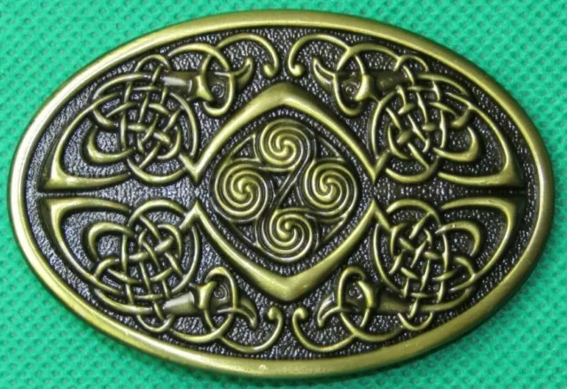 Belt Buckle "CELTIC KNOT" Oval, Bronze looks, Fit 4 cm Wide Belt, DIY, Casting.