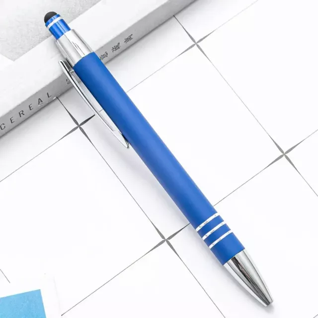 Metall Kugelschreiber Blau mit Wunsch Gravur Druckkugelschreiber Touch Pen