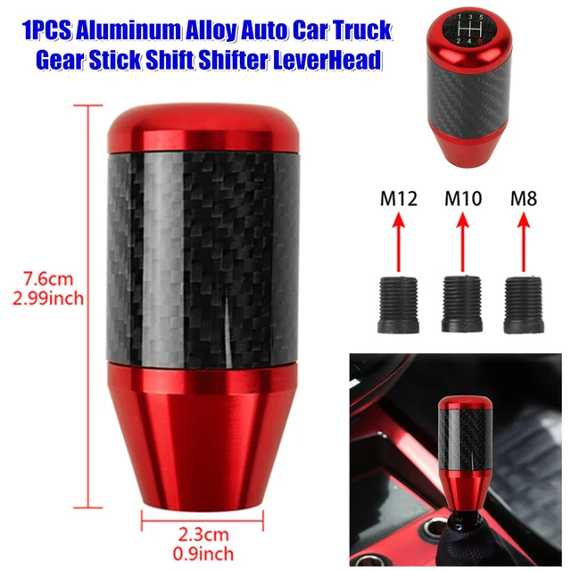 Universal Carbon Aluminum Alloy Car Gear Stick Shift Knob Shifter Lever Head Kit