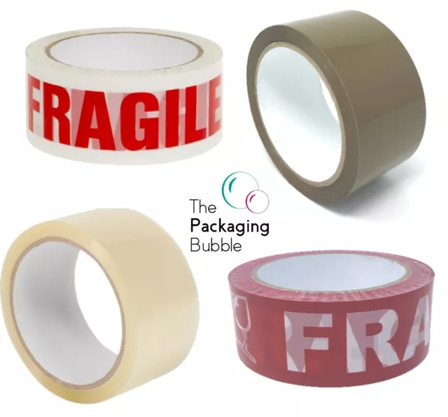 Buff Brown Clear Packaging Parcel Packing Tape Strong 48mm x 66m Fragile 6 12