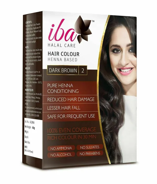 Iba Halal Care Haarfarbe auf Henna-Basis, Dunkelbraun, satte Farbe in 30...