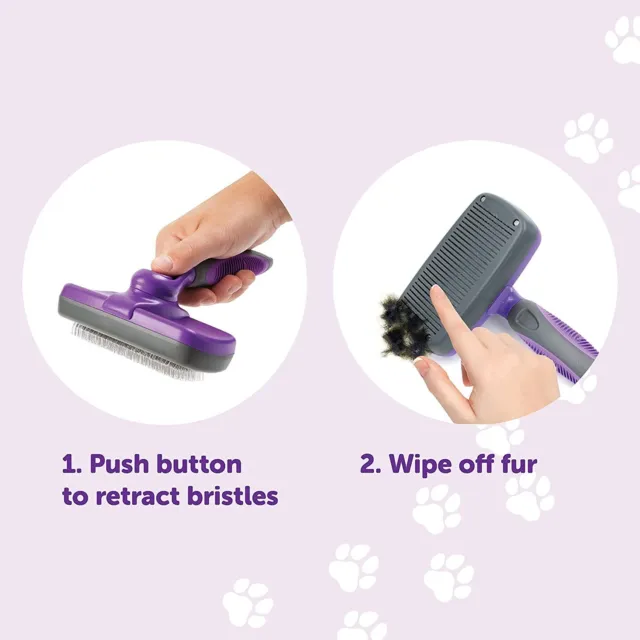 Self Cleaning Dog Cat Slicker Brush Grooming Brush Comb Shedding Tool Hair Fur 4
