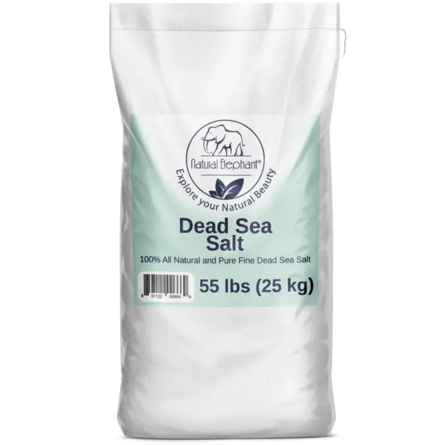 Dead Sea Salt Fine Grain 55 lb Bulk (25 kg) by Natural Elephant 100% Natural