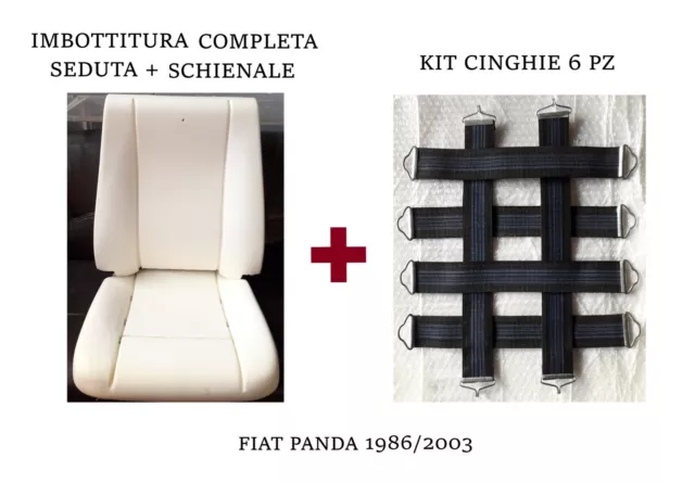 Imbottitura Completa Seduta+Schienale+Kit Cinghie 6 Pz Per Fiat Panda 1986/2003
