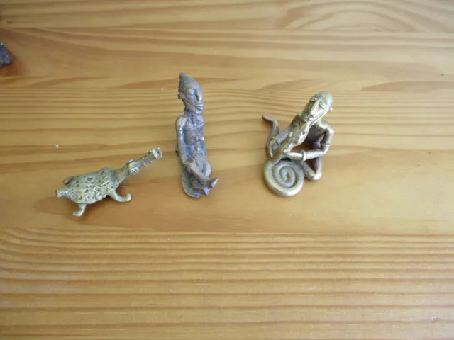 Art tribal africain Dogon Mali Ethnique Afrique groupe de 3 petits bronze cire p