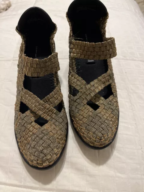 Steven by Steve Madden Brynn Wedge Womens Size 8 Metallic Woven Stretch Shoes.