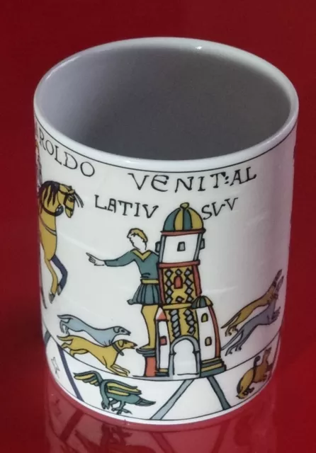 Bayeux Tapestry china tumbler / beaker / handleless mug. Limoges France 2