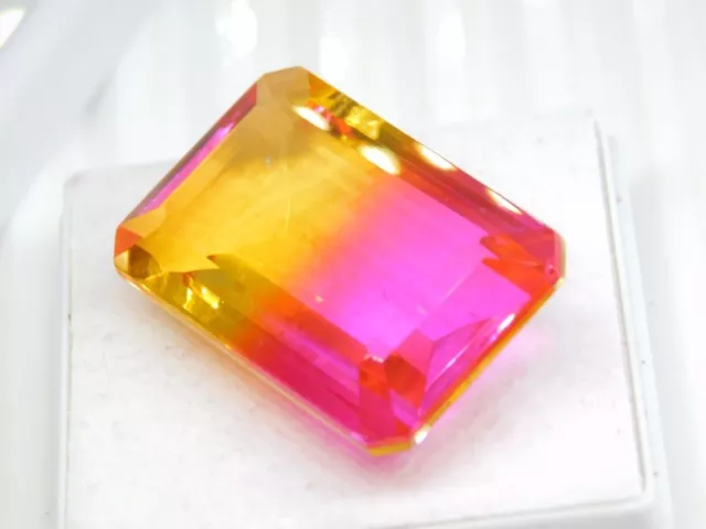 45.00 Ct South Africa Natural Emerald Cut Tourmaline Multi-Color Loose Gemstone