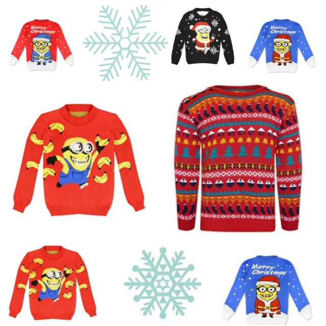 Kids Childrens Merry Christmas Xmas Knitted Winter jumper