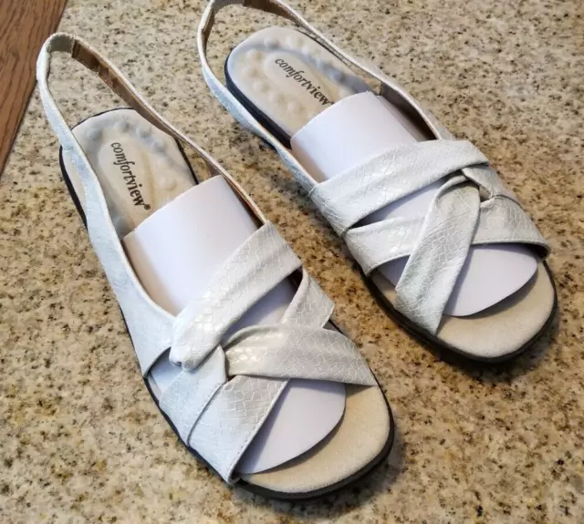Comfortview Collection, Woman’s Slingback Sandals, Pearl, 8WW, Roamans, NWOT