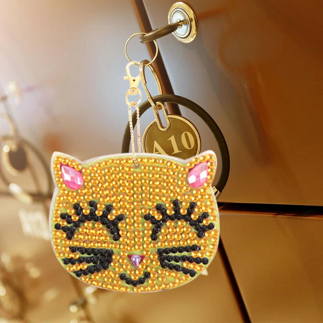 Cat Smile Face Pendant DIY Diamond Painting Key Chain Rhinestone Cross Stitch ~ 3