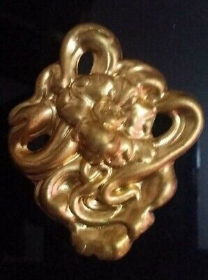 Set of 4 Vintage Art nouveau flower gold brass metal decorating craft jewellery