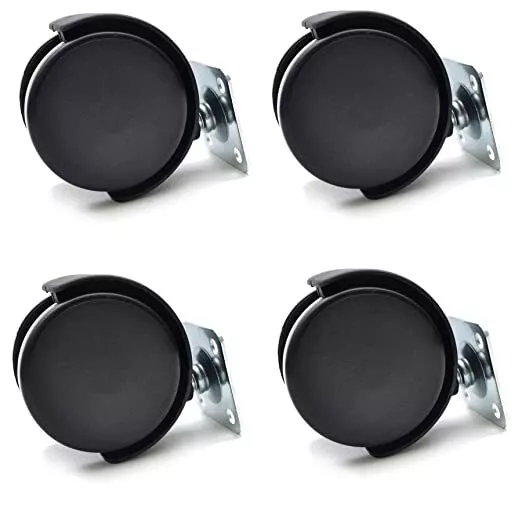 50mm Swivel Castor Wheel Furniture Caster Without Brake pack of 4 Black Plastic