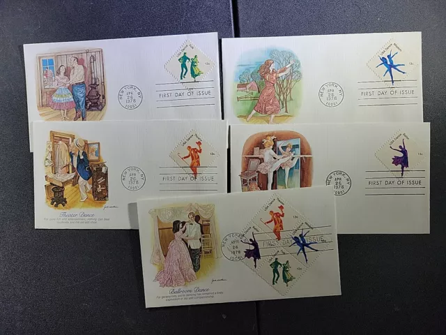 1978 U.S. Folk Dance 1st Day Covers - Scott# 1749-1752, 1752a - Fleetwood