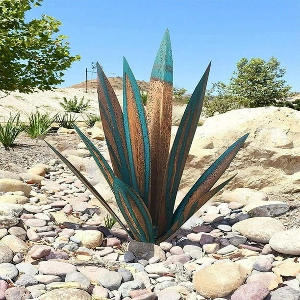 Ornement de jardin agave bleu vibrant langue de dragon orchidée art 27 cm taill