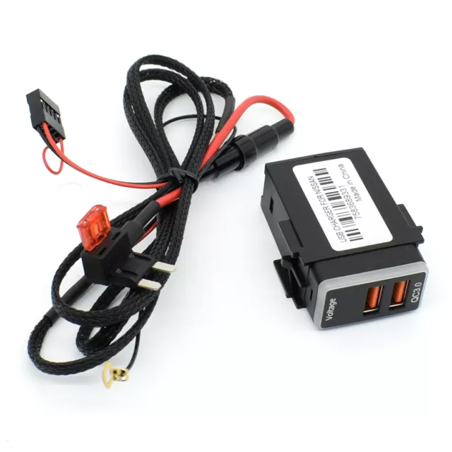 For Nissan QC3.0 Quick Charger Dual USB Phone Adapter Port LED Digital Voltmeter 3