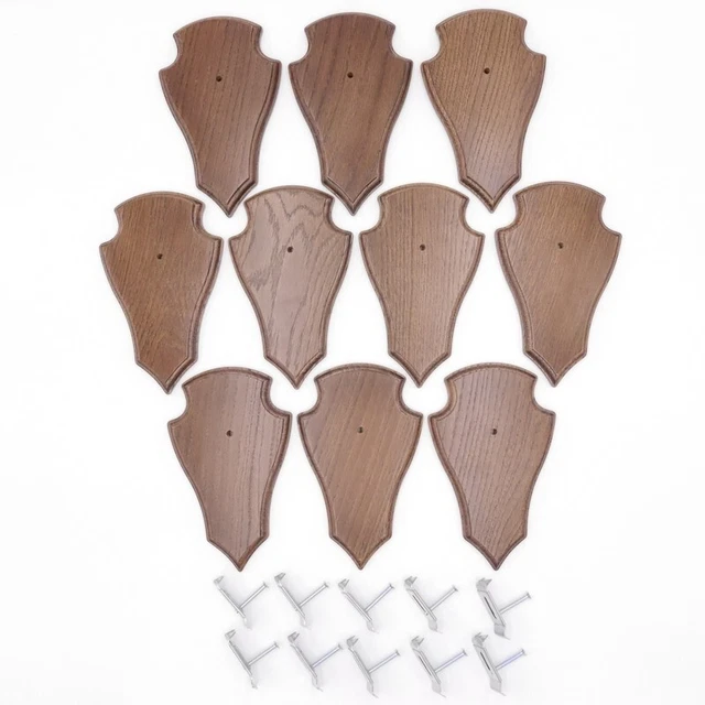 10 Pieza Ciervo Escudo de Trofeo Deseada Braun Pequeño AF19cm x11cm Con 10X
