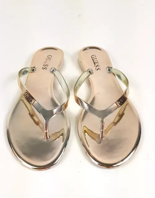 GUESS GFKASSIE Women's Thong Flat Sandals Slip On Size 7M Gold