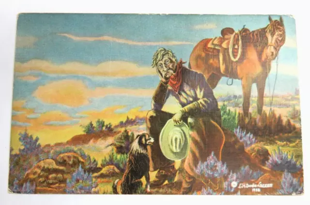 Signed Artist ~ L H Dude Larsen ~ New Range Ahead ~ 1939 Postcard