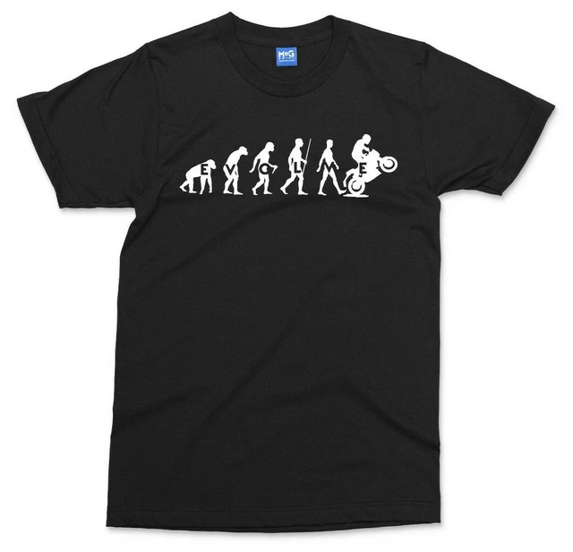 T-shirt moto Evolution divertente motociclista pilota regalo biker papà maglietta motocross