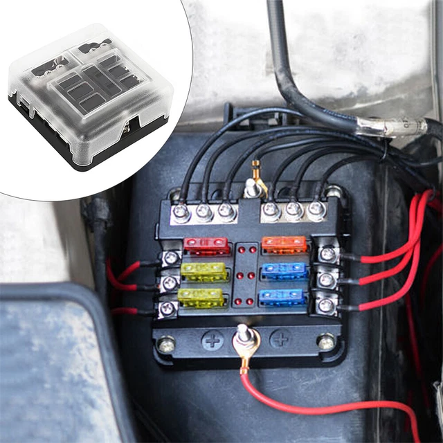 6 WAYS BLADE Fuse Box Block Auto Marine FuseBox Holder 12V 32V Bus Bar