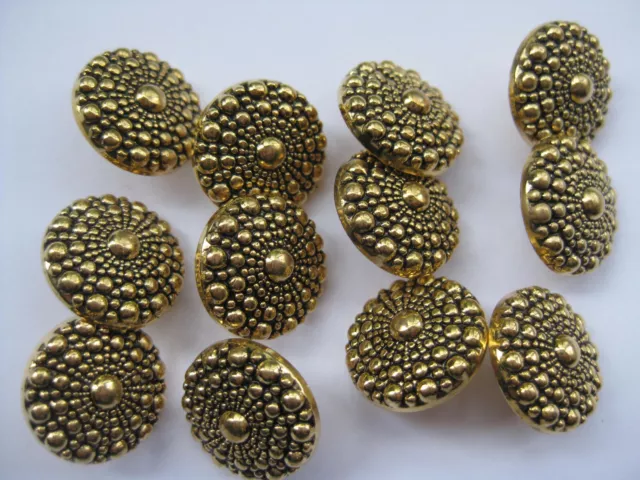 15mm Small Nice Fancy Antique Gold Radiating Dots Vintage Sewing Buttons Set 12