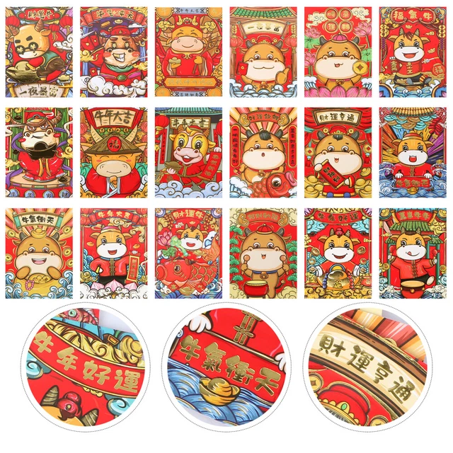 36pcs Bue Nuovo Anno Buste Rosse Hong Bao Busta Festa di primavera Hong Bao