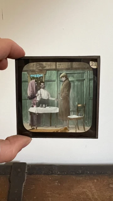 PLAQUE DE LANTERNE FIXE SOUS VERRE PEINT A LA MAIN BOIS DE FER FIN XIXE C4249 Imgx1200 7980