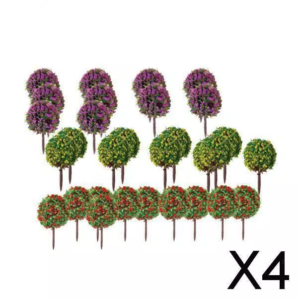 4X 30pz Albero Con Fiore per Modello   Treni Paesaggio - Scala 1:100