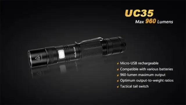 New Fenix UC35 960 Lumen Cree LED USB rechargeableTactical Flashlight 18650 batt 2