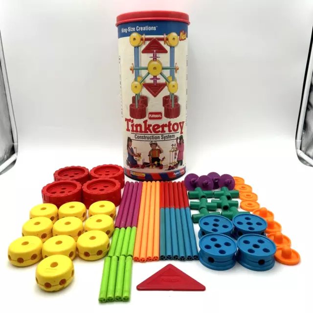 Playskool Tinker Toys 1991 Vintage King-Size Construction Set Missing 5 Pieces