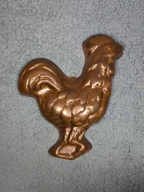 Vintage Tin-Lined Copper Chicken Hen Jello Cake Mold Wall Hanging Kitchen Decor