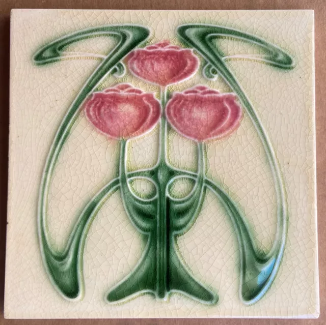 Antique Boote - Art Nouveau Majolica Tile C1900