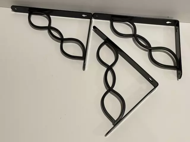 Stylewell 6.5 In X 9 In Shelf Bracket Black Triple Scroll Set of 3 NEW