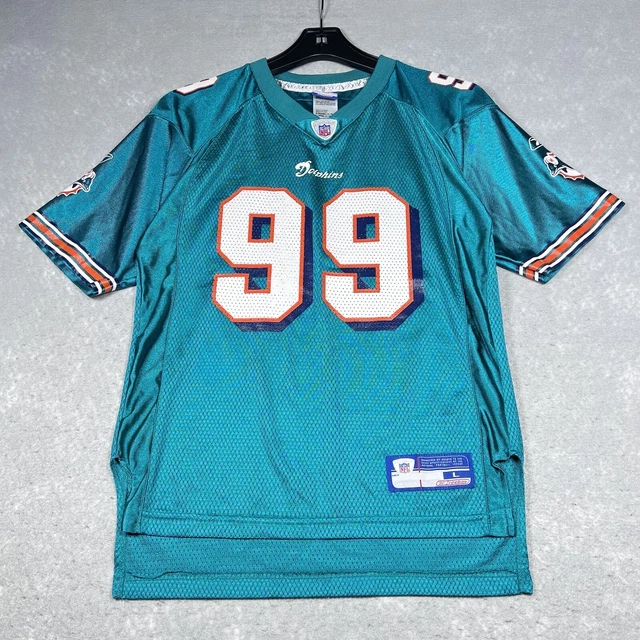 Jason Taylor Jersey Youth Kids Large Aqua Miami Dolphins 1997 2001 style NFL