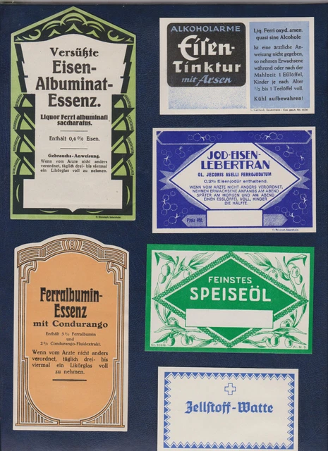 alte Etiketten / Apotheke, Drogerie, Werbung