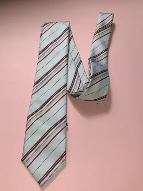 Cravatta a righe vintage anni '80 grigia e bordeaux - cravatta scolaretto