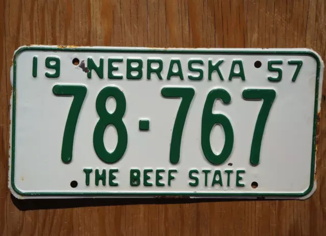 1957 NEBRASKA Beef State License Plate # 78 - 767