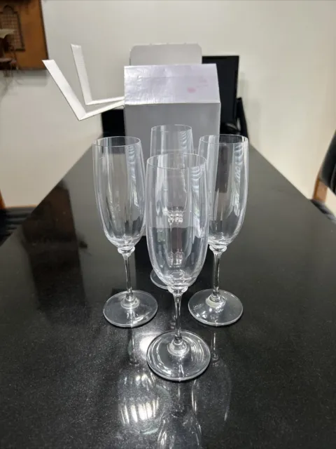 Mikasa Stephanie Champagne Flute Ribbed Glass 8.5" Tall Barware Crystal NEW
