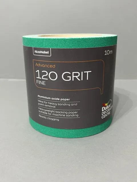 Rollo de papel de lijado de óxido de aluminio Dulux Akzo Nobel 10 m 120G verde fino nuevo