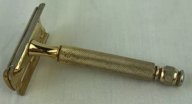 Vintage Gillette Ball End Tech Safety Razor Goldtone